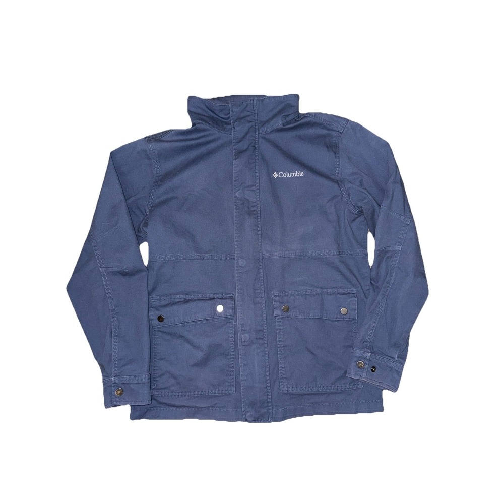 Columbia Wheeler Peak Zipper And Snap Close Canvas Jacket Blue Men's Size Med